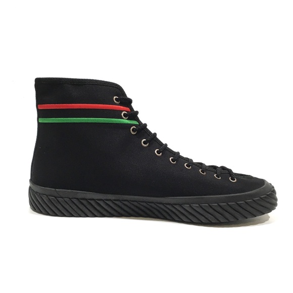 GUCCI INTERLOCKING G HIGH TOP SNEAKERS -BLACK CANVAS -MEN’S US 13.5 -NEW - Picture 5 of 10
